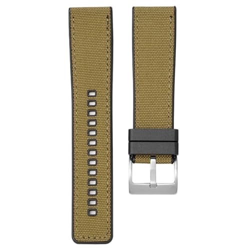 [KAKDLKEYZ] Quick Release Canvas Silicone Watch Strap 20-24mm Unisex Wristband Replacement Suitable Smart Quartz(Brown 1,22mm)
