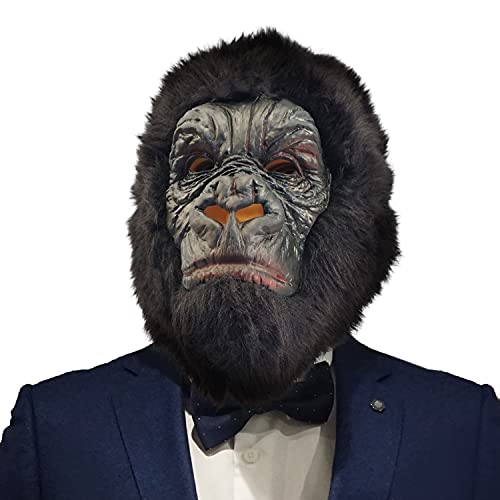 CreepyParty Chimpanzee Mask for Adults Natural Latex Chimpanzee Costume Mask for Halloween Parties and Cosplay