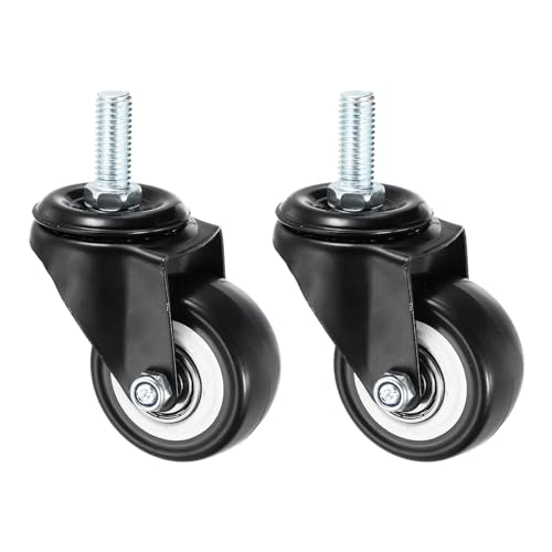 PATIKIL Rodízios de haste de 5 cm, pacote com 2 rodas de haste roscada de poliuretano, rotação de 36