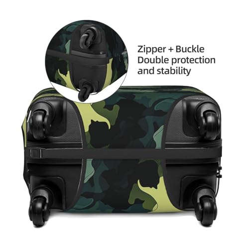 Travel Luggage Cover Black and green camouflage Spandex Suitcase Protector Washable Baggage Covers Fashion Elastic Scratch-Resistant Luggage Cover Protector Fits 18-32 Inch Luggage2