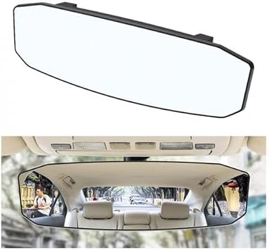 polham mobile 30x9 CM Ultra Wide In-Vehicle Wide Angle Vehicle Rearview Mirror, Curved, Extended Angle Mirror