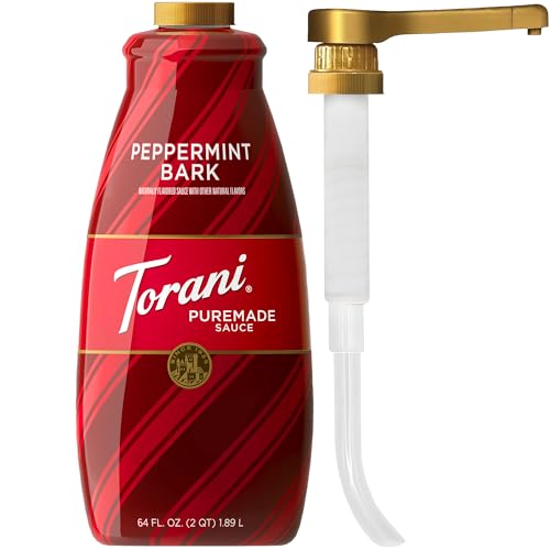 Torani Puremade Peppermint Bark Sauce for Coffeehouse Drinks and Desserts,