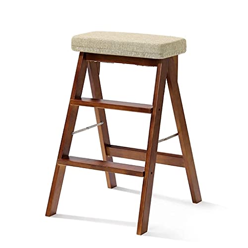 Taburete de escalada DASHADAO de madera maciza y escalera plegable 2
