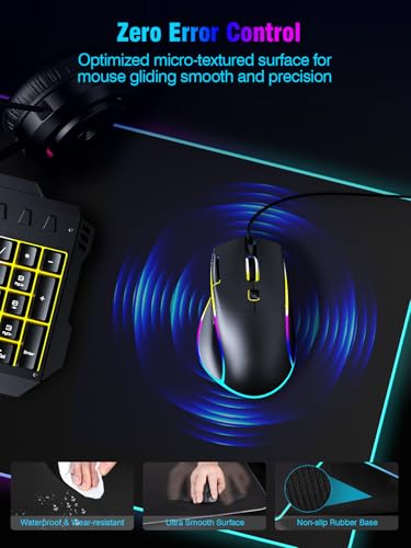 Image of Mouse Pad with Magnetic Wireless Charging, Large Desk Pad Protector, RGB Black Mousepad Desk Mat with 15W Fast Charger, 4mm Thick Non-Slip, Waterproof Laptop Writing Pad for Office, Home, Gaming