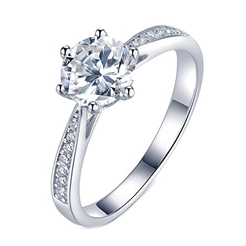 Bague grande taille femme en argent 925 avec moissanite blanche