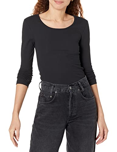 Image of Amazon Essentials Women's Long Sleeve Slim-Fit Rib Scoop Neck Sweater, Fall Tops, Pack of 2