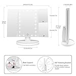 WEILY Makeup Mirror with 21 LED Lights,Two Power Supply Modes, Adjustable Touch Screen and 1x/2x/3x Magnification Tri-Fold Vanity Mirror,Chargeable Travel Cosmetic Mirror for Desktop(White) - Image 4