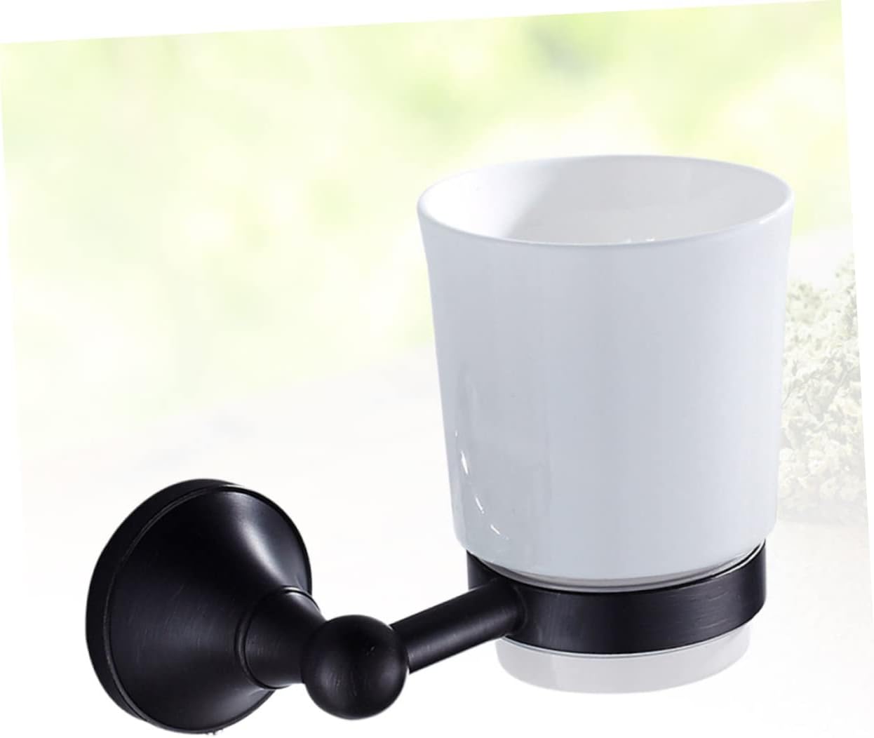 Elegant Copper Toothbrush Holder Wall-Mounted Single Cup Rack Copper Ceramic Bathroom Storage Rack Black