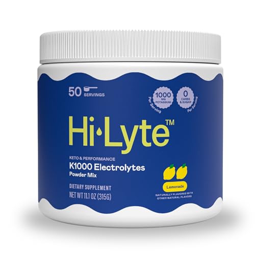 Image of Hi-Lyte Keto K1000 Electrolyte Powder | Lemonade | Hydration Supplement Drink Mix | Boost Energy & Beat Leg Cramps | No Sugar, No Maltodextrin | 50 Servings