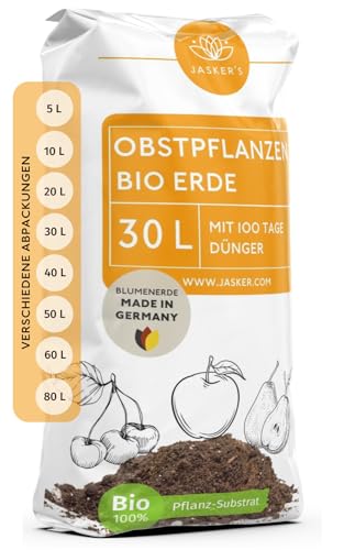JASKER'S Bio erde für Obstpflanzen & Obst-Erde 30 L - Pflanzerde mit 50% weniger Torf - Universalerde