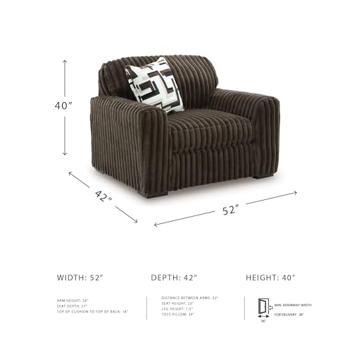 Image of Signature Design by Ashley Midnight-Madness Modern Upholstered Oversized Chair with Reversible Cushions, Dark Brown