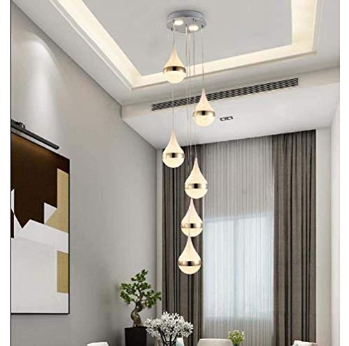 Lustre en cristal gouttes pour escalier en colimaçon moderne - Suspension haut de gamme 30x100cm