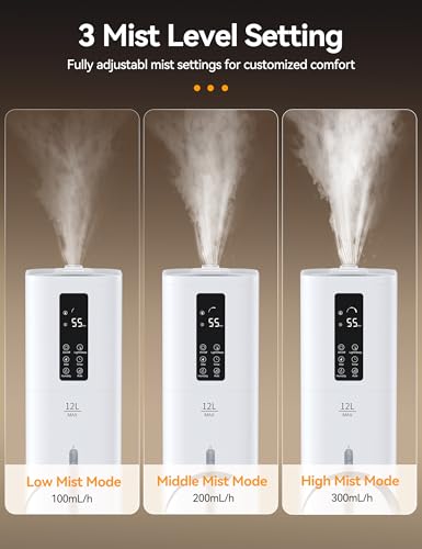 VAGKRI-12L-Humidifiers-for-Large-Room-Last-120-Hours-Cover-up-to-1000ft-Top-Fill-Ultrasonic-Cool-Mist-Humidifier-3-Mist-Level-24H-Timer-Essential-Oil-Diffuser-Humidifiers-For-Bedroom-Home VAGKRI 12L Humidifiers for Large Room Last 120 Hours Cover up to 1000ft Top Fill Ultrasonic Cool Mist Humidifier 3 Mist Level 24H Timer Essential Oil Diffuser Humidifiers For Bedroom Home