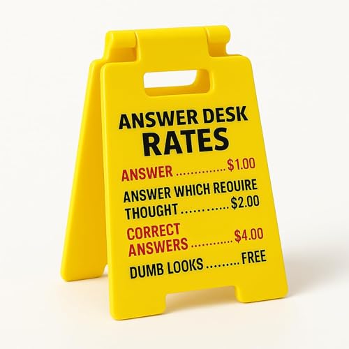 VDOR Office Desk Accessories Sign: Funny Gag Gifts Mini ANSWER DESK RATES Sign for Coworker & Boss Cubicle Decor Home Office