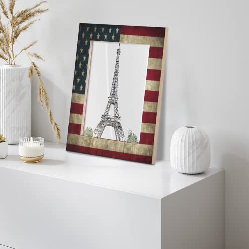 Tropicallife Usa Flag Picture Frames For 8 X 10 Photo, Vintage American Wood Photo Frame With Stand Table Top Picture Frame For Wall Hanging Home Decoration Office Hotel Party #TOP3
