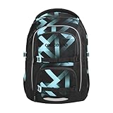 Coocazoo PORTER Schulrucksack „Laser Lights”, schwarz-türkis, ergonomischer & anpassbarer Tornister, höhen- & größenverstellbar, mit Brustgurt & Hüftgurt, ab der 3. Klasse