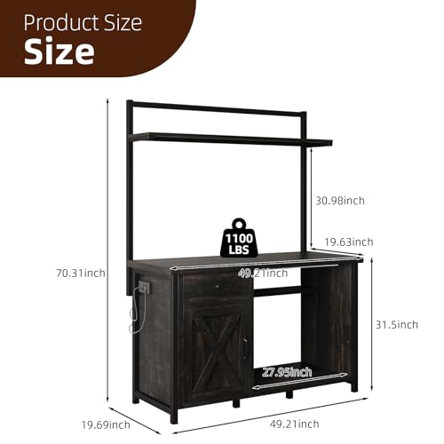 Image of 4ever2buy 55-75 Gallon Fish Tank Stand with Power Outlet, 55 Gallon Heavy Duty Aquarium Stand with Cabinet Storage for Fish Tank, Turtle Tank, Reptile Terrarium, 980LBS Capacity, Oak