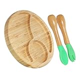 OFFIGAM 竹製仕切り付きフードプレート べビープレート スナック朝食用トレイ フルーツやケーキの盛り付けに 持ち運び便利 コンパクト設計