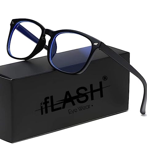 Image of IFLASH Blue Light Blocking Glasses Gaming Filter Transparent Square Eyeglasses for Eye Protection Men Women, Computer /Tablet /Laptop /Mobile /TV, Anti-blue & Anti eyestrain