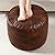 HIGOGOGO Round Stuffed Pouf Ottoman, Pu Leather Poufs with Foam Chunk Filling, Furry and Fluffy Pouf Foot Stool Storage Ottoman, 26 X 18 Floor Poufs Foot Rest for Living Room,Dark Brown
