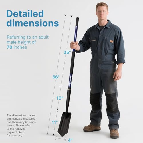 CGRNT 4-Inch Heavy Duty Trench Shovel with Blue Handle, Narrow Trenching Spade for Digging, Gardening & Landscaping, 56 Inch Professional Grade Tool for Irrigation & Rocky Soil by CGRNKT - Image 7