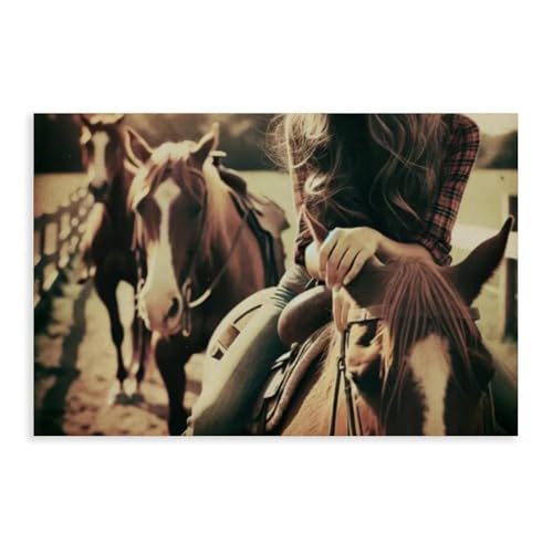 Tableau rétro cowboy et cheval pour réchauffer l'ambiance de la chambre