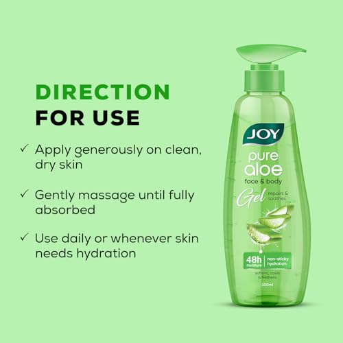 Image of Joy Pure Aloe Vera Gel for Face & Body (300ml) with Natural Moisturisers & Pro Vitamin B5 | 99% Pure Aloe Gel for Hydrating Dry & Damaged Skin | Non Sticky & Quick Absorbing