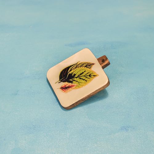 Image of Ireka Home Timber Leaf Coaster Set of 4 | Acacia Wood with Enamel Botanical Leaf Design | Coaster Set Fit for Tea Cups, Coffee Mugs and Glasses