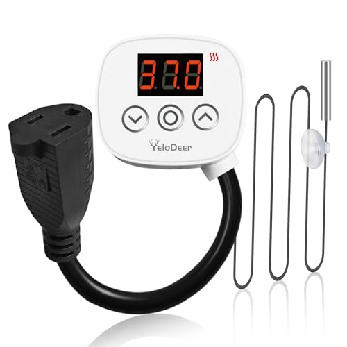 YeloDeer Digital Temperature Controller Outlet, Plug in Thermostat Switch 34-140°F,