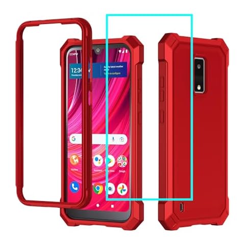 Aulzaju for BLU View 4 Case with Screen Protector,Blu View 4 Phone Case Front Back Full Body Protective Soft TPU Bumper Raised Corner Edge Military Grade Shockproof Cover for BLU View4 B135DL Red Cover