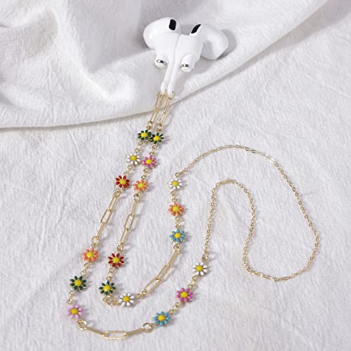 EGEN Colorful Flower Anti-Lost Necklace Golden Copper Chain Leash Accessories with Magnetic Silicone Case Holder Strap Lanyard for Airpods Pro 3 2 1 - Image 4