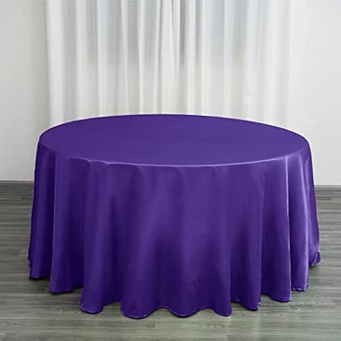 BalsaCircle 120 inch Purple Satin Round Tablecloth Table Cover Linens for Wedding Table Cloth Party Reception Events Kitchen Dining Cover