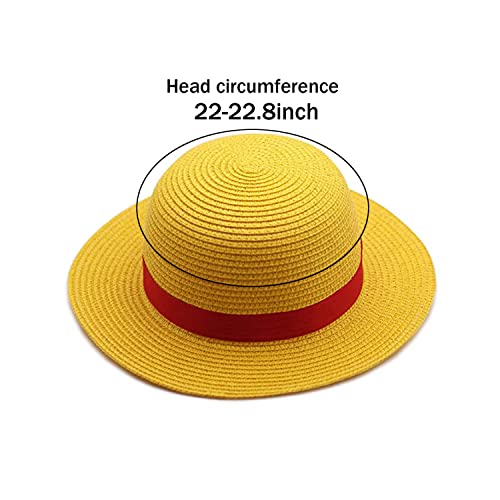 Image of Luffy Straw hat,Cosplay Hat for Halloween Costume Party, Animation Strawhats with String Sun Hats for Men Kids