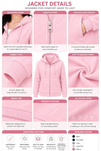 Image of ADBUCKS Women's Cotton Winter Jacket Sweatshirts Casual Drawstring Clothes Zip Up Hoodie With Front Pocket Ii Womens Hoodies Ii Womens Jacket Ii Winter Sweater Hoodie For Women & Girls