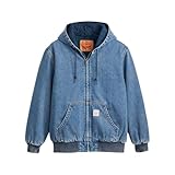 veste jean levis homme moumoute  LEVI\'S® - Blouson en Jean Bleu uni avec Une Coupe Droite et Un col à Capuche - Taille S