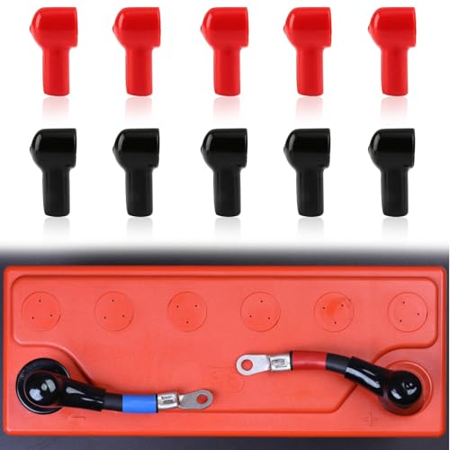 10PCS Batterie Borne Caoutchouc Protecteur, Couvercle de Borne de Batterie, Bornes de Batterie Couvre, Capuchons Souples Pour Bornes Positives et Négatives, Lsolation Thermique Voiture Moto