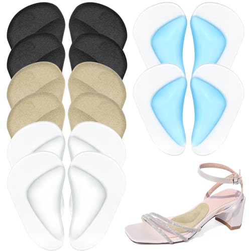 VEGCOO Lot de 8 Paires de Voute Plantaire Semelle Orthopédique, Semelles en Silicone Gel Coussinets de Soutien Soulager la Pression et Les Douleurs au Pied, Unisexe