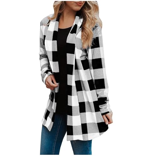 Chaleco largo de mujer blanco y negro chaqueta sin mangas oversize mediana
