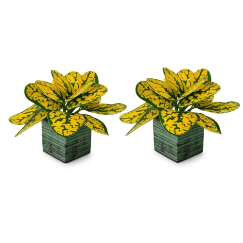 Image of DecoreBugs Artificial Real Touch Flower Plant with Pot (Pack of 2), 16 cm Height, Decorative Faux Floral Plant for Home, Office, Living Room, Bedroom, Table & Shelf Decor