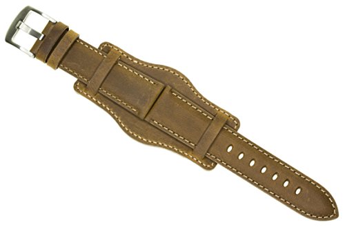 18Mm German Military Aviator Watch Strap Swiss Army Brown Leather Cuff Watch Band Brown 18 Mm Bund X1 #TOP1