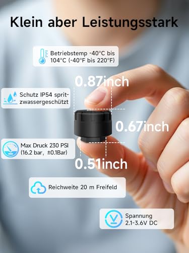 ​​Moman Motorrad TPMS 2 Sensoren Reifendruck-Kontrollsystem mit App, Reifendruck & Temperatur Monitor mit Alarmfunktion, Nur iOS & Android Kompatibel​​