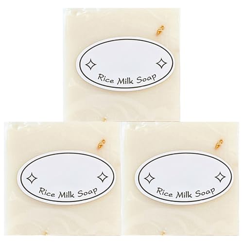 Jabón de arroz de 3pcs, 65 g de limpieza de la barra de jabón exfoliante exfoliante para mujeres para mujeres no irritantes naturales para la cara y la cara del cuerpo