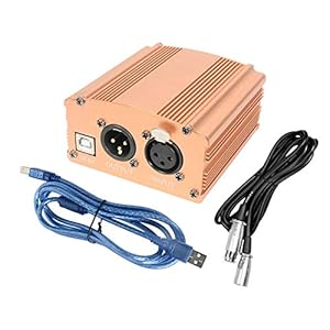 T TOOYFUL Phantom Microfoon 48V fantoomvoeding met adapter XLR audiokabel en USB-kabel voor condensator Micro…