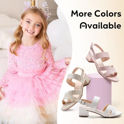Image of Girls Sandals Low Heels Girl Dress Shoes Open Toe Flower Girl Wedding Party for Toddler Little Big Kid