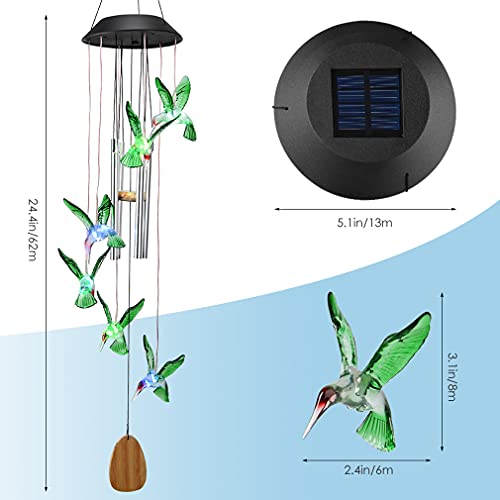 Solar Wind Chimes Outside Hummingbird Wind Chime Birthday Gifts For Mom Grandma - Memorial Windchimes Decor For Outdoor Yard Patio Porch Garden Backyard - Ip65 Waterproof #TOP7