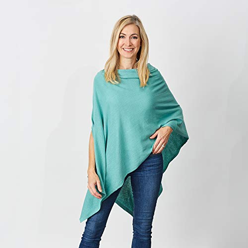 Image of Hadley Wren Women's Classic Colorblock Everyday Cotton Poncho, Black Solid Solid