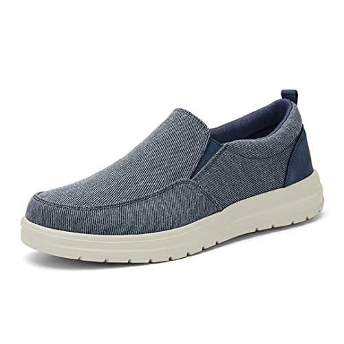 Jakcuz Men's Casual Slip on Loafers Cushion Lightweight Canvas Breathable Walking Driving Shoes