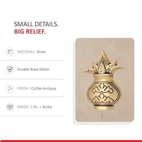 Image of Antique Brass Finish Kalash Shape Door Hanging | Decorative Wall & Door Accent for Home Entrance | Traditional Indian Door Decor | Pooja Room, Main Door, Temple & Festive Decoration