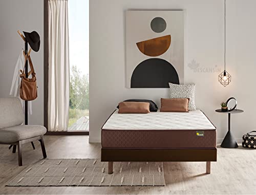 DESCANSIN Pack Colchón + Base Tapizada 105 x 190 | Chocolate | Máxima Comodidad | Lujo a tu Alcance Cover