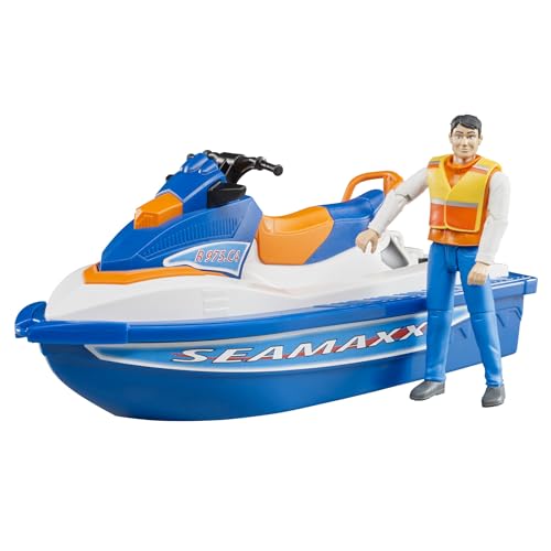 bruder 63150 - Personal Water Craft mit Fahrer - 1:16 Jetski Wasser-Fahrzeug Spielzeug Boot Mensch Mann Figur